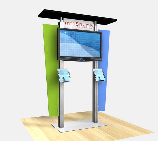 RE-1231 Large Monitor Kiosk with Flat Canopy