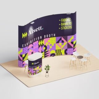 Alsett Curve Velcro Fabric Pop Up Display 10ft - Premium Branding, Easy Setup, Fast Delivery