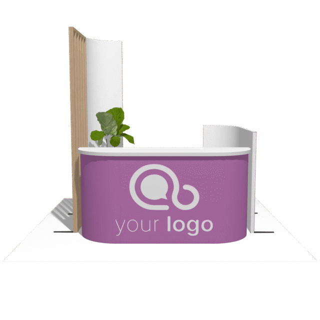 Counter12 curved-L box Hybrid Booth Exhibit Rental Solution