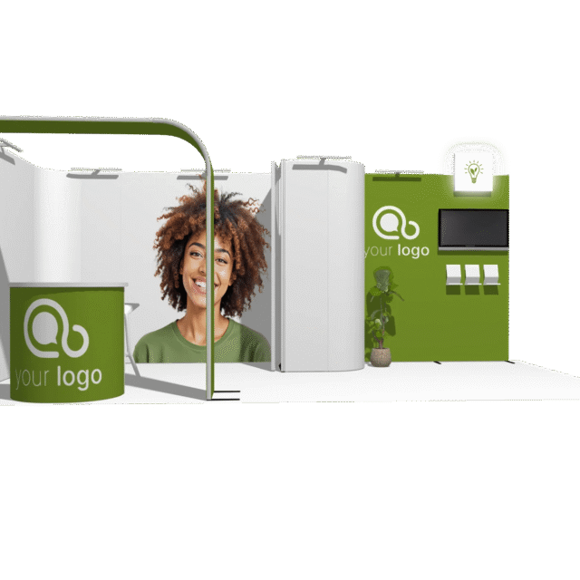 Curved Frame L acc-Div 20x10 High-Value Trade Show Booth