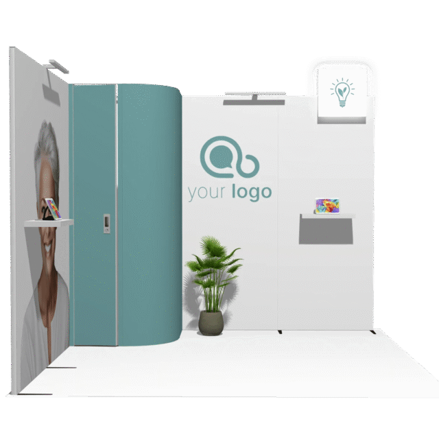 Curved Frame L acc-Div 10x10 High-Value Trade Show Booth