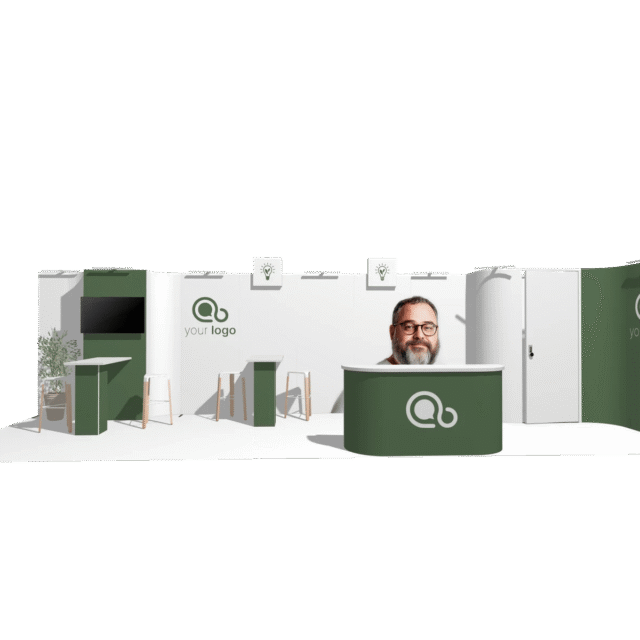 Curved Frame L acc-Div 30x10 High-Value Trade Show Booth