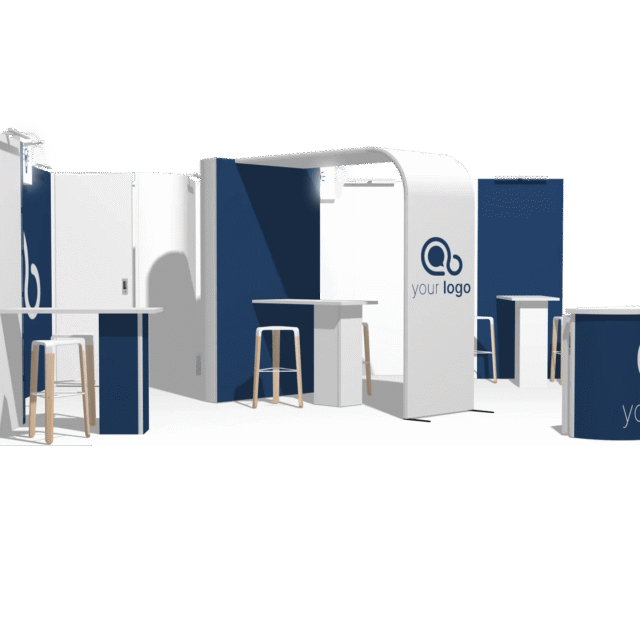 Curved Frame L acc-Div 20x20 High-Value Trade Show Booth