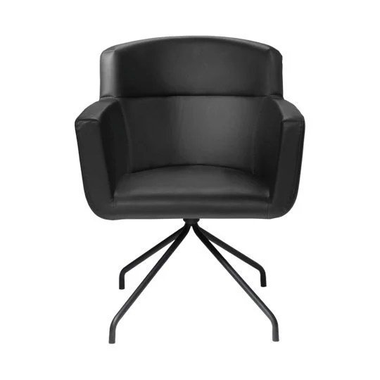 Brooklyn Meeting Chair - Black Vinyl / Black Swivel Base