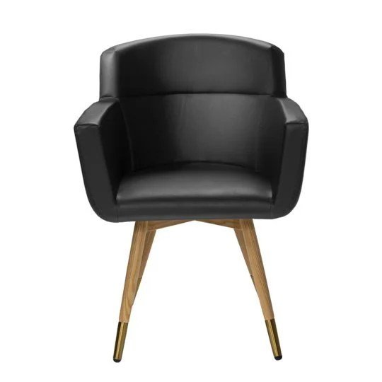 Brooklyn Meeting Chair - Black Vinyl / Oak Base