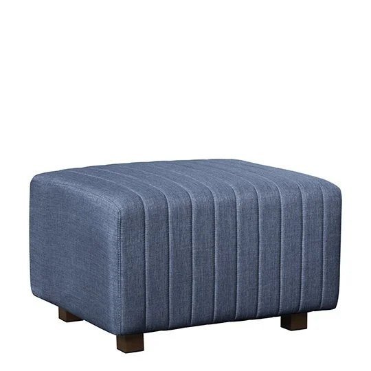 Beverly Small Bench Ottoman - Blue Fabric
