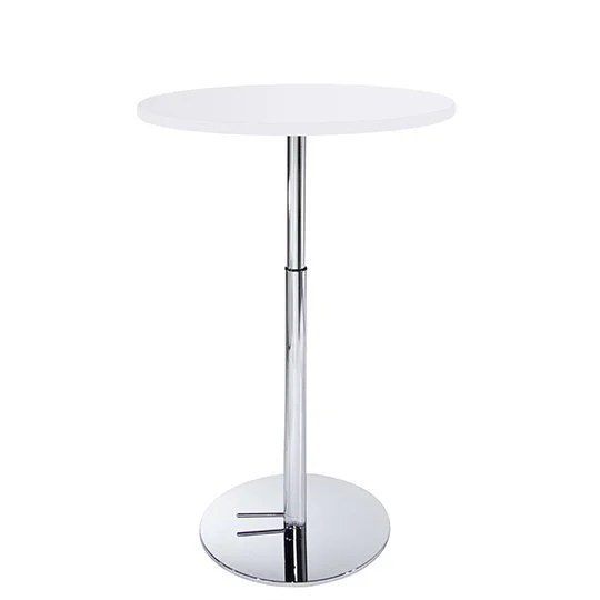 36in Round Hydraulic Base Bar Table - White Laminate
