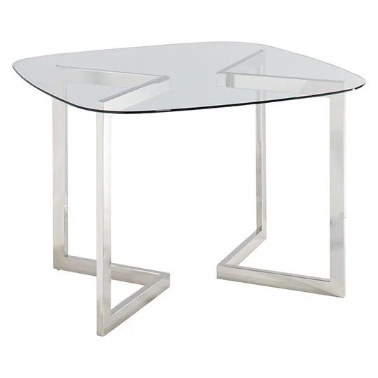 Geo Square Round Conference Table - Chrome - Rounded Square