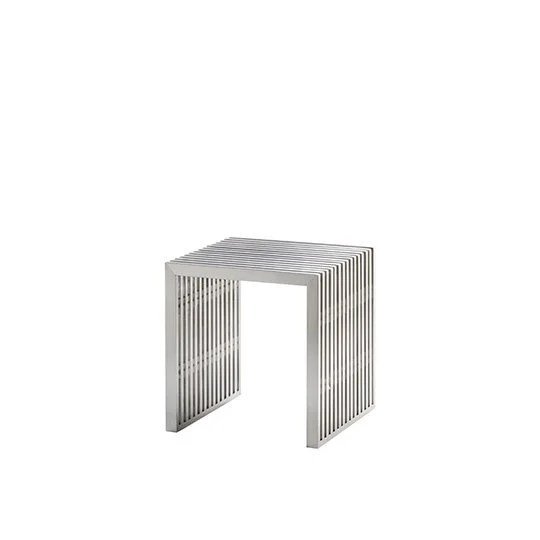 Regis End Table/Ottoman - Brushed Metal