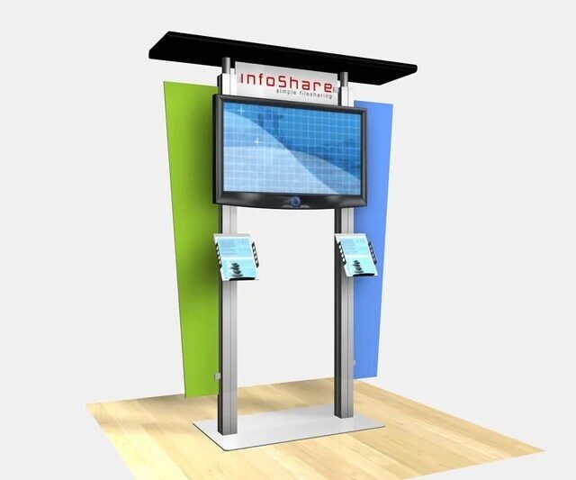 RE-1231 Large Monitor Kiosk with Flat Canopy